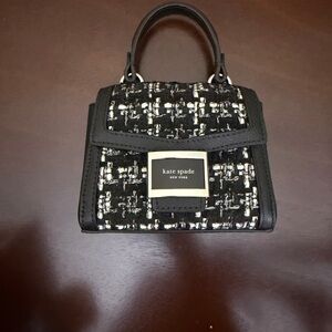 Kate Spade Black Tweed Top-Handle Super Micro Mini Bag